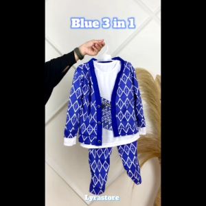 Setelan Anak Usia 2-7 Tahun / BLUE 3in1 Set Kids / Setelan Anak Perempuan