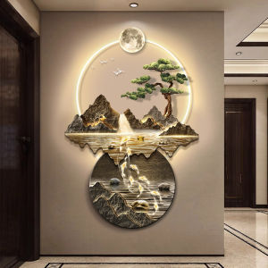 New Chinese Style Entrance Decorative Painting Flowing Water Wealth Corridor Nine Fish Hanging Picture Modern Simple Home Decoration Artwork