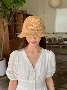 Flat Style ~ South Korea Blogger Woven Straw Hat Lazy Beach Vacation Sun Hat Children Outdoor Sun Hat Bucket Hat