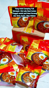 1 dus Nasindo isi 20 pcs Instant Siap Saji Nasi Goreng / Soto Halal Camping Traveling seduh