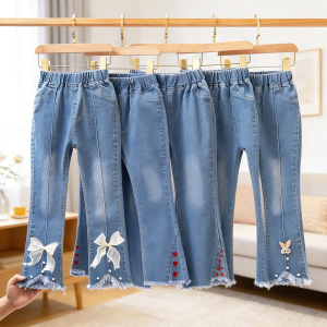 JIFANPAUL | Chic Princess-style Jeans for Girls Spring Fashion Pants