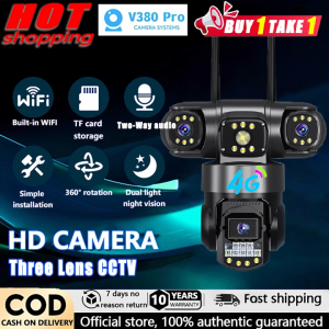 【BUY 1 TAKE 1】Three Lens V380 PRO CCTV Camera Wireless WiFi Camera Outdoor 4G Waterproof Surveillance No WIFI Needed Two-Way Audio Night Vision IP Security Cameras