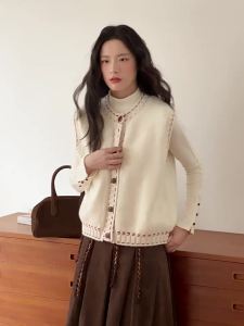Áo Vest Knit Mềm Mại Màu Đào Thời Trang cho Phụ Nữ Bé Nhỏ Mùa Thu