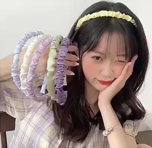 Băng đô cài tóc vải nhún satin Hàn Quốc cho nữ - Phụ kiện tóc thời trang