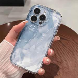 CASING CURLY MARBLE BLACK & BLUE FOR XIAOMI REDMI A3 A2 A1 13 13C 12C 12 10 10A 9 9A 9C 9T NOTE 7 8 9 10 S 11 12 13 PRO 4G 5G / SOFT CASE WAVE GELOMBANG MARMER HITAM DAN BIRU