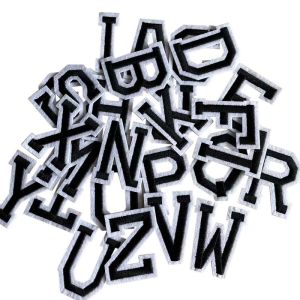 A~Z/ Black Alphabet Letters Fabric Patches Transfer Stickers Embroidery Applique Iron On Patch For ClothingUniform Badges