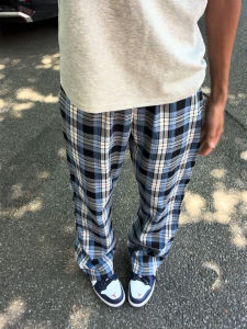LIUBU | Quần Slim Fit Họa Tiết Caro Phồng Mùa Hè Phong Cách Đường Phố Mỹ