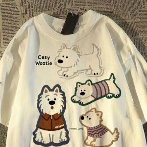 PAZHAOLANG | Overweight Cartoon Print T-Shirt Large Size