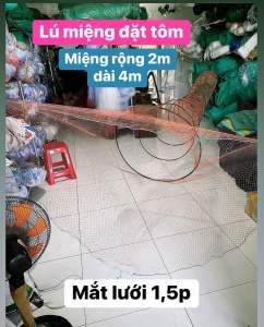 Lú đặc tôm cá Mắt lưới Đuôi 15p(07 x 07cm)mắt lưới miệng 2p(1cm). Miệng ngang 2m cao 1m Lú dài 4m Bắt Cá Fishing