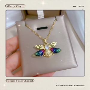 Dây Chuyền Mặt Ong Zircon Nhiều Màu Bằng Thép Không Gỉ 316L Dành Cho Nữ Kiểu Dáng Thời Trang Chuỗi Xương Quai Xanh Trang Sức Dự Tiệc