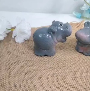 ตุ๊กตาแต่งสวน หมูเด้ง ชุด 2 ตัว ขนาด 3 นิ้ว ฮิปโป หมูเด้ง ตุ๊กตาแต่งสวน