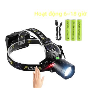 Đèn Pin Đội Đầu LED Siêu Sáng 2025 Sạc Lại Được Tầm Xa 2km Dùng Cho Câu Cá Cắm Trại - Chống Nước Chế Độ Sáng Cao/thấp
