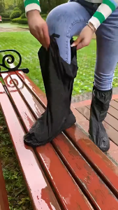 Waterproof Rain Shoe Cover High Tube Zipper Non Slip PVC Rain Boot Protector