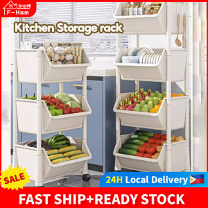 3 Layer Kitchen Storage Rack With Wheels Moving Rack Multifunctional Storage Shelf Bookshelf Trolley Rack With Hook