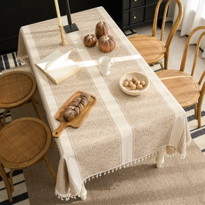 Elegant Decorative Tablecloth American Fringe Design Occasions Hobby Corners Colorfast Fade resistant Helper Tablecloth