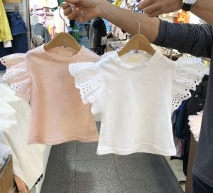 ฤดูร้อนผ้าฝ้ายเจ้าหญิงเสื้อสําหรับสาวใหม่มาถึงสไตล์เกาหลี Casual Crewneck แขนสั้นเสื้อผ้าเด็ก