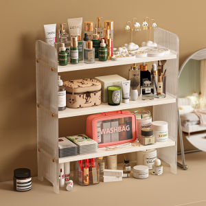 Luxurious Multi-Layer Cosmetic Organizer Desk Shelf Office Workstation Acrylic Storage Rack Space Saver Vertical Design