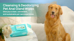HICC PET Flushable Pet Anal Gland Wipes with Coconut Oil - Dog & Cat Grooming Wipes for Butt Packs of 100