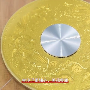 Highly praised. The table turntable has a tempered proportion a large round table in a restaurant a glass turntable base a round table surface and a rotating tabletop. It is suitable for household use