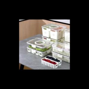 Mayang Karya Food Storage Containers Stackable Refrigerator Organizer Bins with Lids with Removable Compartment Basket