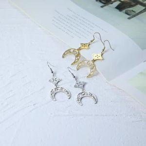 Witch Knot Moon Earrings Stainless Steel Black Birthstone Drop Earrings for Women Celtics Knot Lucky Irish Amulet Wiccan Jewelry