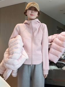 Pink Hooded Sweatshirt Thickened Outerwear Womens Autumn Winter New Casual Fleece-Lined Thickened Open Cardigan Top