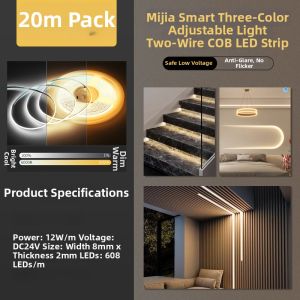OUYIRUI | Smart Tri-color COB Infinite Dimming Linear Color Changing Double Eyelid Ceiling Light Strip