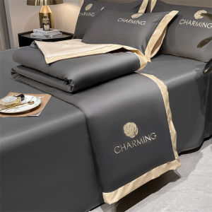 Ice Silk Double-Sided Lyocell Thin Air Conditioning Quilt Machine Washable Summer Freshness Luxury Four-Piece Bedding Set