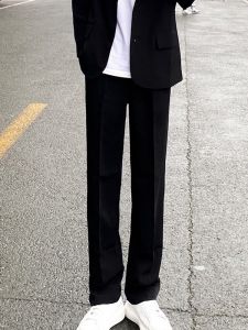 Quần Ống Suông Cho Nam Dáng Rộng Quần Dài Cao Cấp Phong Cách Anh Quốc Không Sắt Điều Trị Màu Nguyên Chất Hoa Văn