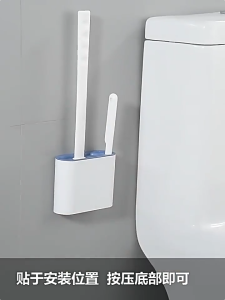 ชุดแปรงขัดห้องน้ำ 2 ชิ้น ติดผนัง พร้อมฐานรอง แปรงขัดห้องน้ำแบบพิเศษ ไม่มีมุมอับ แปรงขัดช่องว่างห้องน้ำ