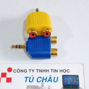 Đầu chuyển âm thanh 1 ra 2 / Chuẩn 3.5 ly ra 2 AV Cái (Nhiều màu)