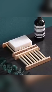 TWOL Stock no.166 1PCS Wooden Soap Rack Natural and Minimalist Soap Drying Rack Eco-friendly Wooden Soap Dish