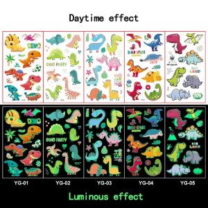 Luminous Tattoo Stickers Temporary Colorful Animal Mermaid Dinosaur Unicorn Space Cute Tattoo Stickers Body 5pcs/Set