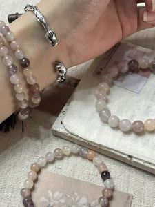 Natural Gold Silk Jade round Beaded Single Circle Bracelet Violet Color Womens Crystal Quartz Fashion Jewelry Gift