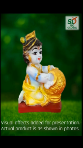 Pot Krishna Small Idol – 15cm Polyresin Baby Krishna Statue for Home Puja Shelf & Gift Decor
