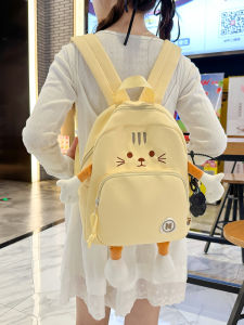 Cute Cat Print Backpack Lightweight Travel Student Bookbag for Women New 2025 Cartoon Nylon Vertical Square Shape Zipper Closure