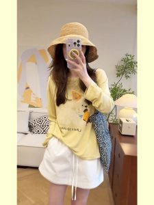 Loose Fit Long Sleeve T-Shirt Womens Korean Style Cartoon Dog Print Casual Top Comfortable Feeling Autumn New Arrival
