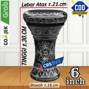 Darbuka Mini 6 inch Bahan Kayu Hitam Silver Mika Hitam
