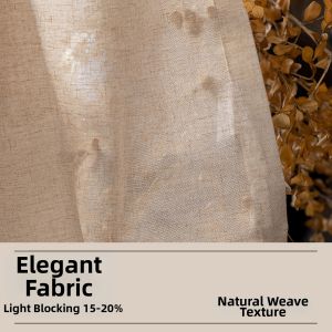 JINCHAN | Light Filtering Privacy Linen Sheer Curtain