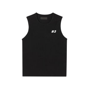 FORNINES Embroidered Fitness Tank Top Mens Slim Fit Breathable Summer Sleeveless T-Shirt Youth Trendy Brand round Neck Sweat Vest