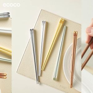 ECOCO Anti Slip Chopstick Cartoon Set Mix 5 Warna - Sumpit Rumah Tangga Paduan Sumpit Tahan Suhu Tinggi Antibakteri dan Tahan Jamur Sumpit Anak-anak