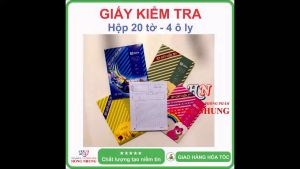 [SALE] Xấp 20 giấy kiểm tra học sinh có hộp dễ thương -  4 ô ly - dày 100gsm - Giấy cao cấp trắng không lem mực