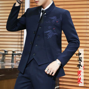 Wedding Suit Outwear Chinese Style for Men Tang Suit Embroider Suit Mens Suits Tide Handsome Korean Style Silm Zhongshan Suit