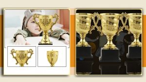 3PCS Gold Award Trophies Children Mini Plastic Trophies Competition Or Celebration Awards Props