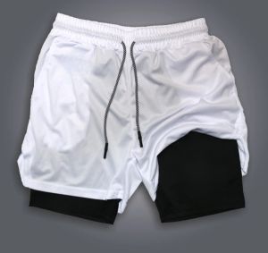 กางเกงขาสั้นพิมพ์ลายลูฟี่จากอนิเมะคลาสสิกวันพีซ รุ่นสองชั้น ปี 2025 สไตล์อเมริกันสำหรับฤดูร้อน กางเกงกีฬาผู้ชายทรงหลวม ระบายอากาศได้ดี