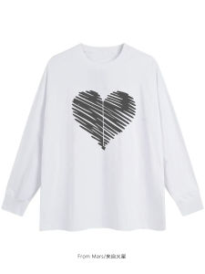 Áo Thun Cotton Dài Tay Rộng Rãi Cổ Tròn Thiết Kế Trái Tim Mới Của Mars Dành Cho Nam Và Nữ Mùa Thu Thường Ngày Thoáng Khí Thoải Mái