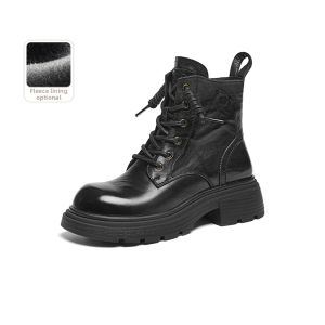 Reddragonfly | Thick Sole Leather Martin Boots with Fleece