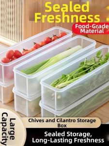 Food-Grade Airtight Refrigerator Storage Box for Chives Cilantro Garlic Onion Noodles Eggs Large Capacity Sealed Freshness Kitchen Organizer