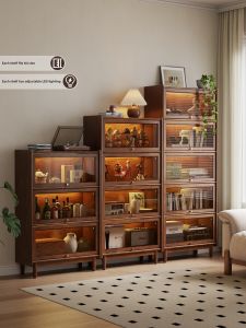 DONGMU | Illuminated Wooden Display Storage Cabinet