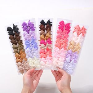 10pcs/set Solid Handmade Bows with Clips Cute Ribbon Bowknot Hair Clips for Baby Girls Hair Bows  Kids Hair Accessories Gift Set